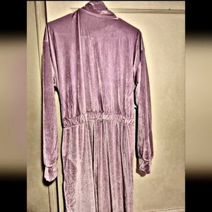 Fabletics Women’s Size L Lilac Purple Velvet Half Zip Wide Leg Jumpsuit
